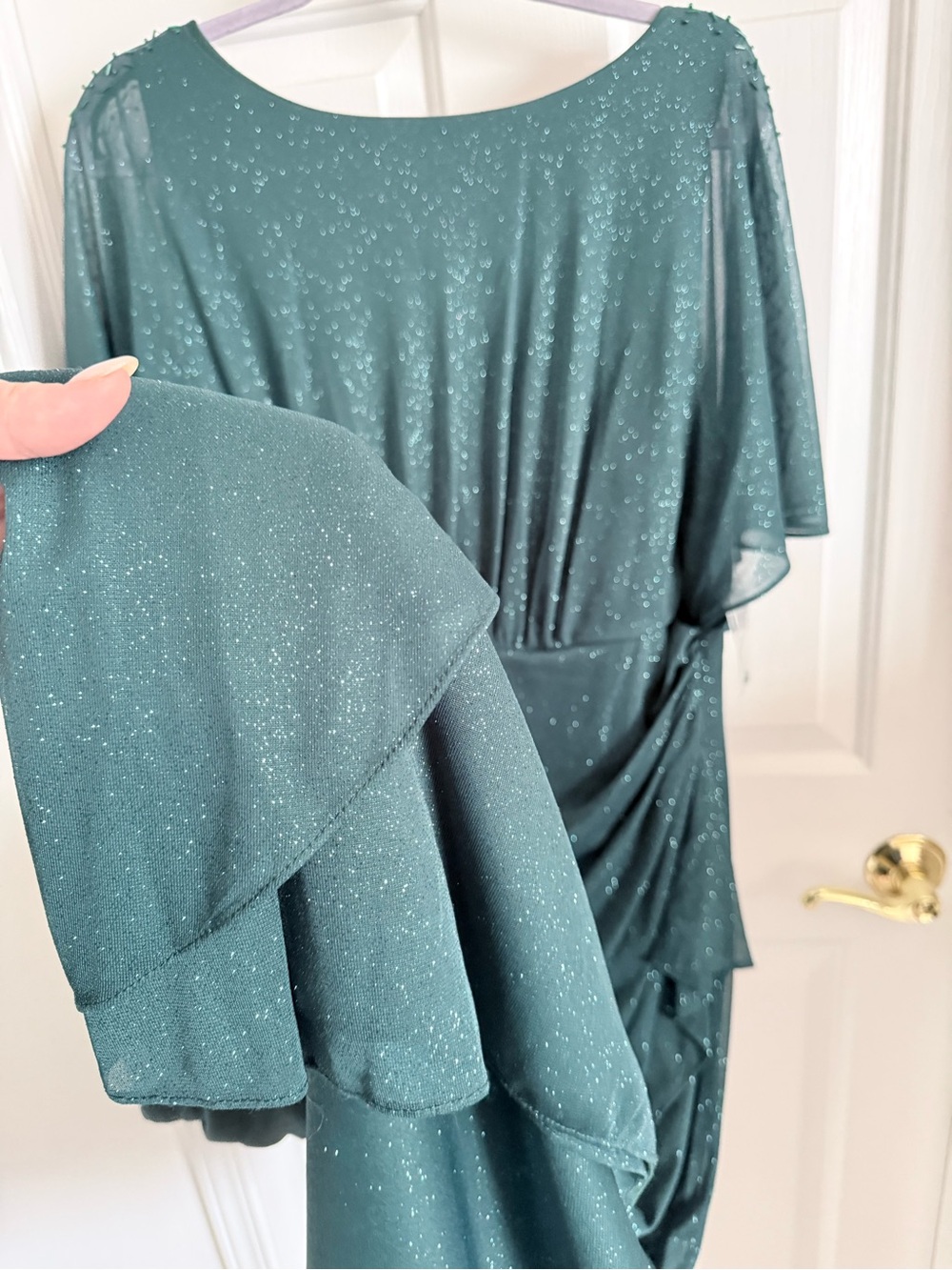 NWOT Emerald Green Sparkle Evening Dress Bridesmaid MOTB Gala Formal Full Length